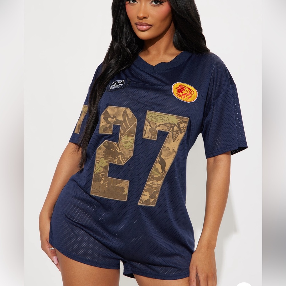 Navy Blue Camouflage Numbered Women's Top(Loose fit) but true to size!